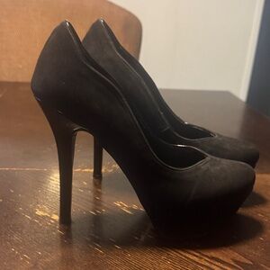 Elegant Suede Black 5 inch High Heels